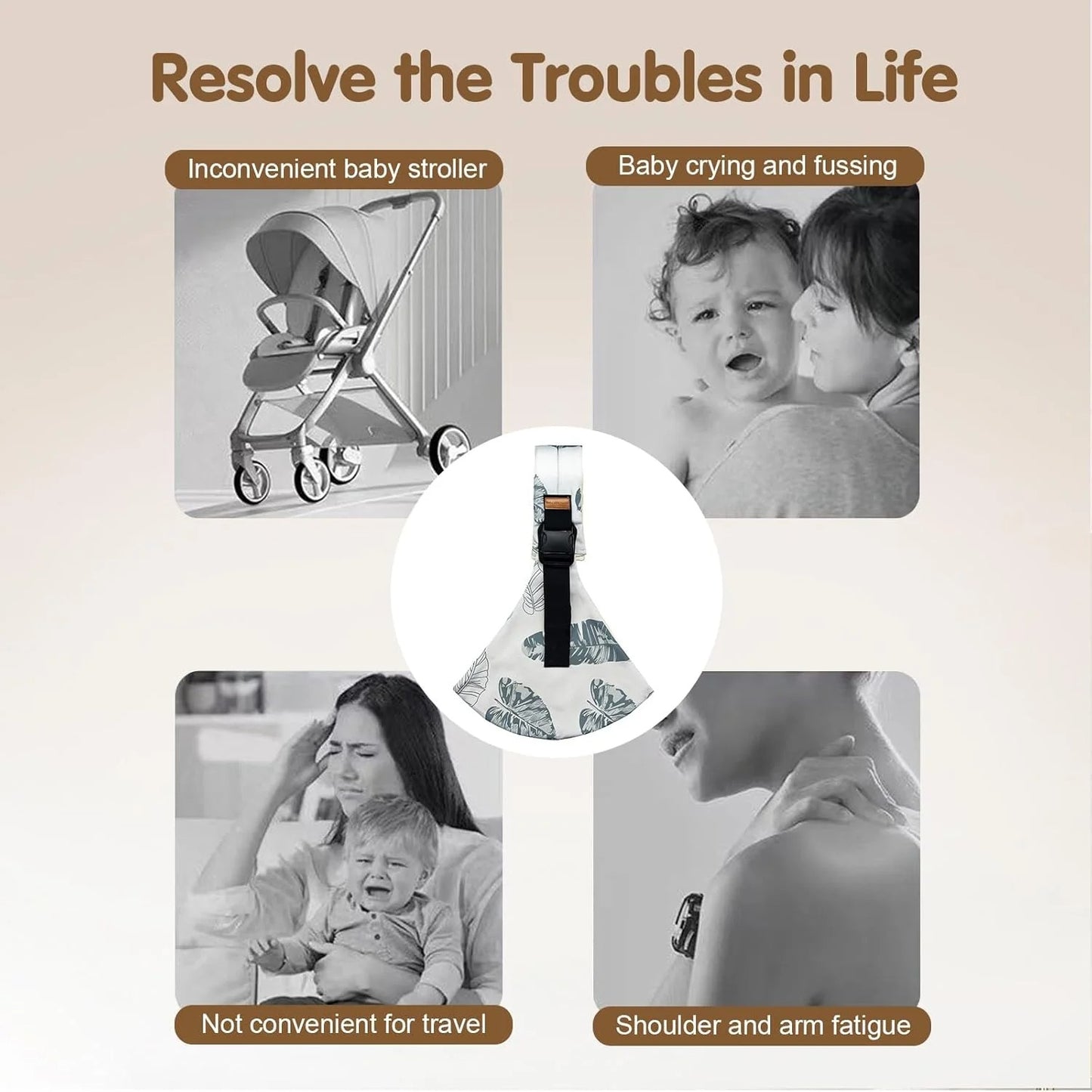 Ergonomic Baby Sling Carrier with Non-Slip Hip Seat – Portable Toddler Carrier (10–30 lbs)